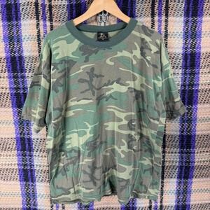 Tee Swing Shirt Mens XL Green Camouflage Military Camo Crewneck Short Sleeve